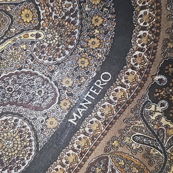 MANTERO Italian cashmere and silk   vintage paisley challis shawl 1980s - Picture 2 of 8